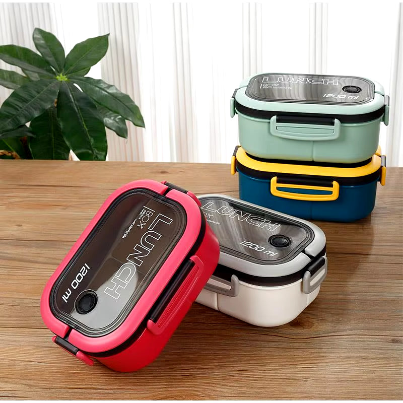 Portable Lunch Box Leak Proof Bento Food Warmer Container with Compartments & Sauce Box Stackable Salad Fruit Food