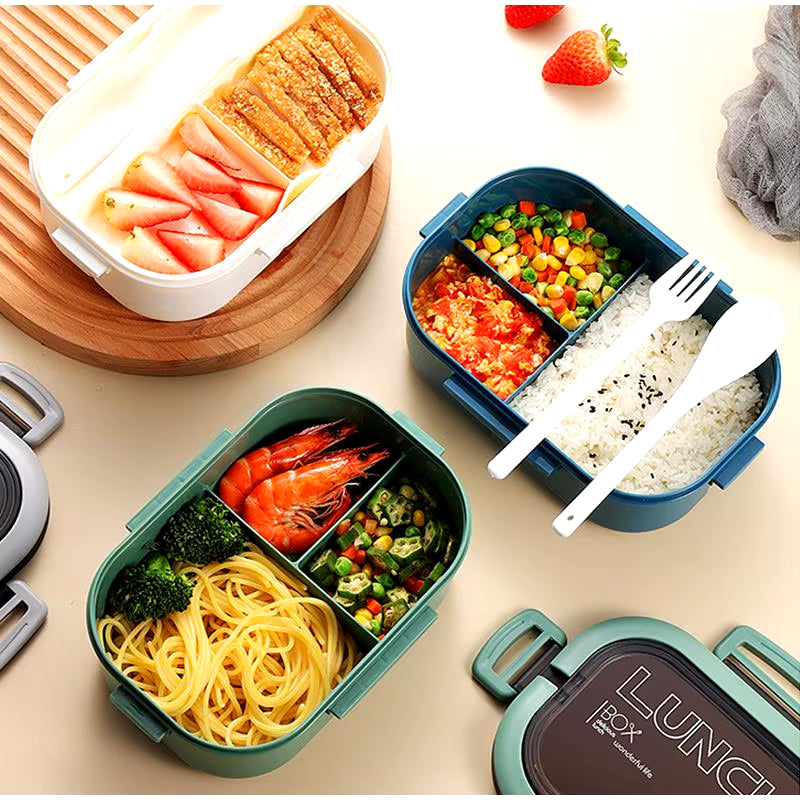 Portable Lunch Box Leak Proof Bento Food Warmer Container with Compartments & Sauce Box Stackable Salad Fruit Food