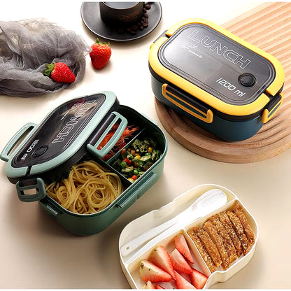 Portable Lunch Box Leak Proof Bento Food Warmer Container with Compartments & Sauce Box Stackable Salad Fruit Food